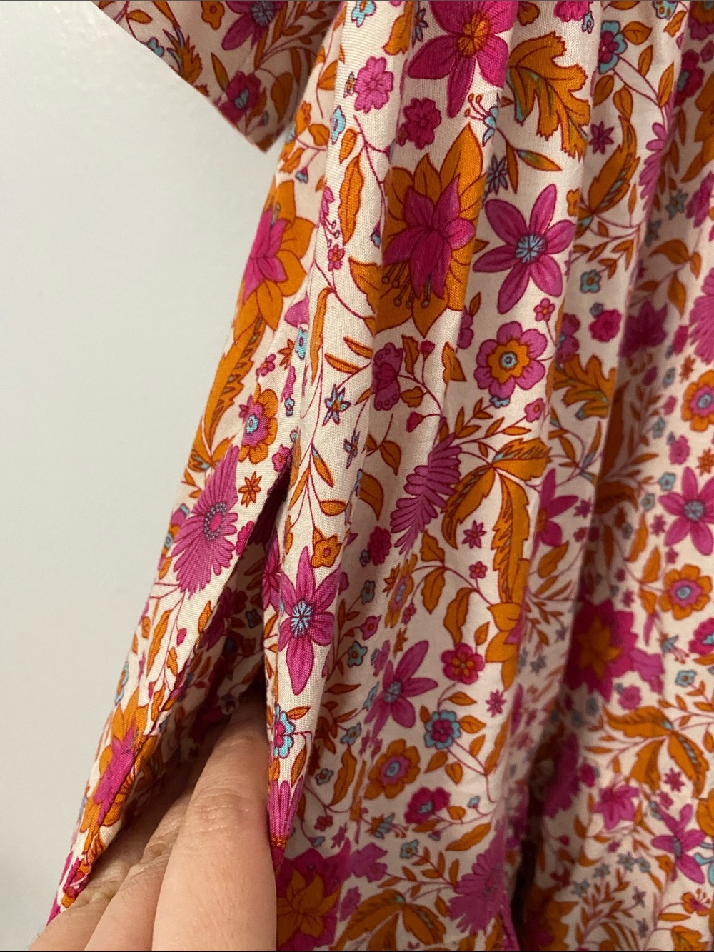 NATURAL LIFE Pink & Orange Floral Paisley Print Button-Front Midi Dress - Picture 6 of 7